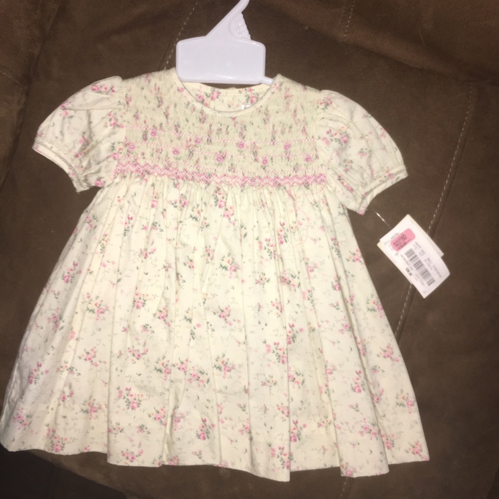 Cream and pink little girl dress